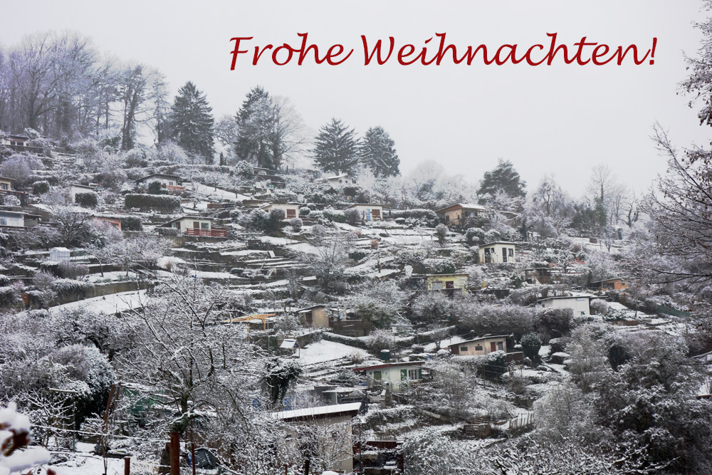 Gartenanlage Raichberg bei Schnee im Jahr 2021. 